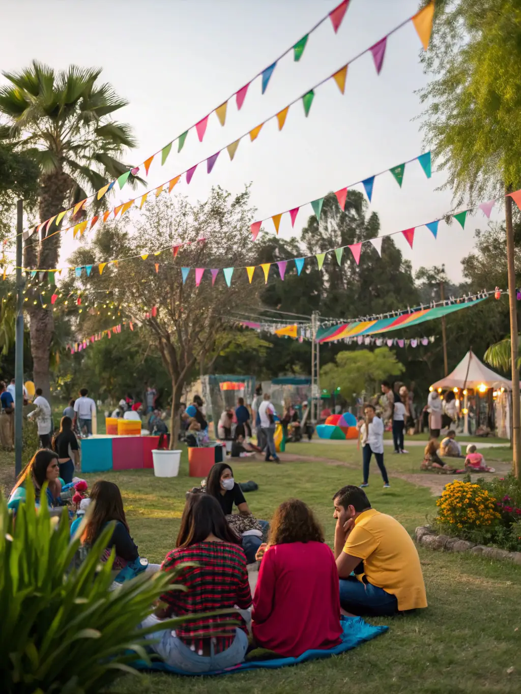 A vibrant image of a community music event, showing people of all ages and backgrounds coming together to celebrate music and culture.
